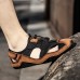 Men Close Toes Splicing Non Slip Soft Casual Leather Sandals