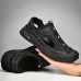 Men Anti  Collision Rubber Toe Slip Resistant Outdoor Mesh Leather Sandals