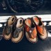 Men Light Weight Cowhide Leather Outdoor Beach Flip Flop Sandals