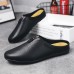 Men Cowhide Leather Hollow Out Soft Sole Sling Back Non Slip Casual Slippers