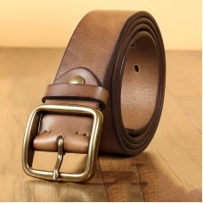 Men Genuine Leather 105 110 115 120 125 130cm Retro First Layer Cowhide Copper Pin Buckle Jeans Suits Belt With Punch