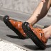 Men Breathable Hollow Out Cowhide Leather Close Toes Sandals