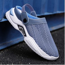 Men Mesh Soft Sole Two Ways Non Slip Cushioned Casual Beach Slippers