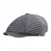 Men Cotton Plaid Pattern Casual Octagonal Hats Painter Hats Beret Flat Caps