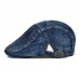 Menico Men Casual Made  Old Denim Sunshade Short Brim Beret Flat Hats