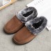 Men Lamb Wool Soft Sole Round Head Plus Velvet Thicken Winter Warm Home Cotton Slippers