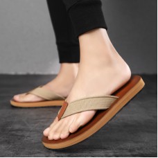 Men Lightweight Soft Sole Non Slip Solid Clip Toe Casual Slippers Flip Flops