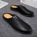 Men Breathable Soft Sole Sling Back Non Slip Closed Toe Casual Leather Slippers