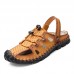 Men Hand Stitching Two Ways Elastic Lace Casual Sandals