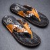 Men Cowhide Breathable Non Slip Cliped Flip Flops Casual Beach Slippers