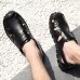 Men Breathable Hollow Out Cowhide Leather Close Toes Sandals