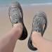 Men Anti  Collision Rubber Toe Slip Resistant Outdoor Mesh Leather Sandals