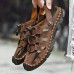 Men Hand Stitching Two Ways Elastic Lace Casual Sandals