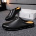 Men Breathable Soft Sole Sling Back Non Slip Closed Toe Casual Leather Slippers