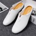 Men Breathable Soft Sole Sling Back Non Slip Closed Toe Casual Leather Slippers