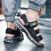 Men Daily Cushioned Hook Loop Triple Band Sport Sandals