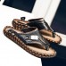 Men Light Weight Cowhide Leather Outdoor Beach Flip Flop Sandals