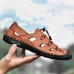 Men Breathable Hollow Out Elastic Band Hand Made Sandals