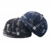 Men Denim Distressed Ripped Trendy All  match Adjustable Brimless Beanie Landlord Caps Skull Caps