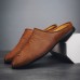 Men Microfiber Leather Soft Sole Non Slip Classical Solid Closed Toe Casual Slippers